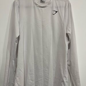 Gymshark Men's Light Gray Long Sleeve Tee